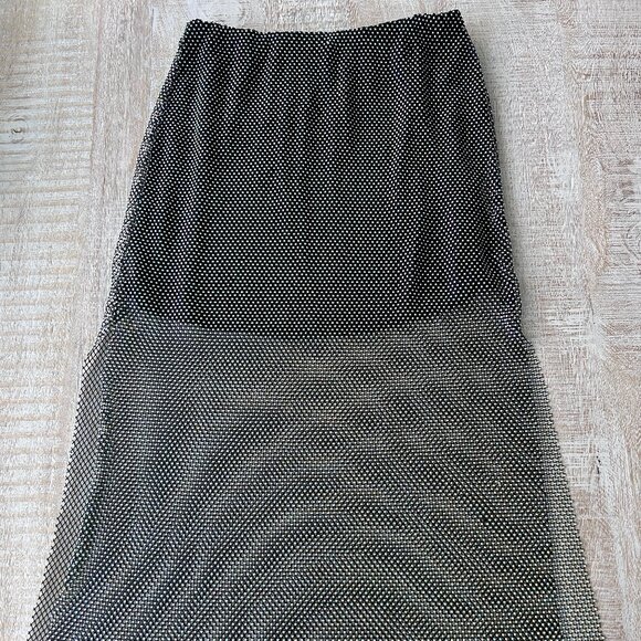 Miss Selfridge black diamante/beads mesh goth maxi skirt size 14 - Picture 8 of 11